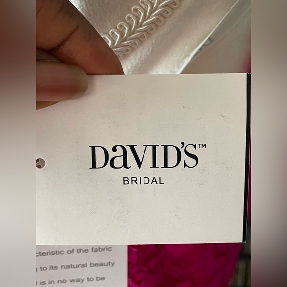 David’s Bridal Begonia Long One Shoulder Lace Prom Dress Size 6 Color Pink NWT - Picture 9 of 14